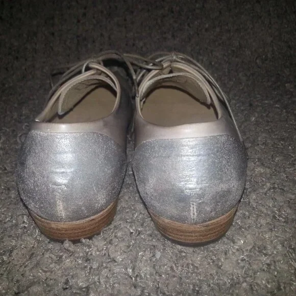 PANTANETTI-Lace Up Loafers-Taupe/Tan W/Metallic Detail-Size 35-Excellent - Picture 5 of 7